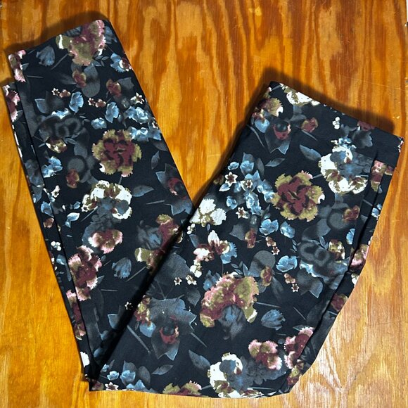 JL Jules and Leopold floral print ankle pants beautiful blue taupe and maroon to - Picture 6 of 14